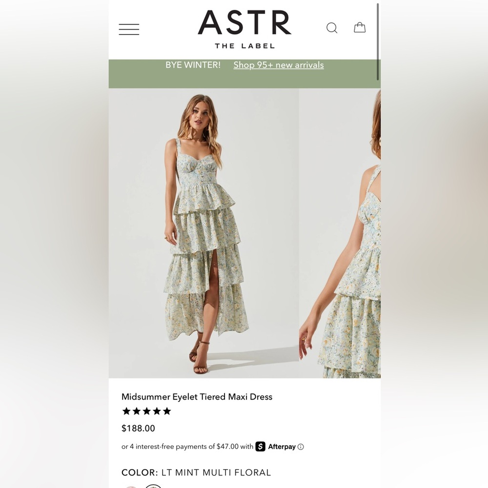 Astr Green Ruffled Tiered Maxi Sundress